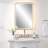 Uttermost Crofton Lighted Brass Vanity Mirror 09862 STAINLESS STEEL,METAL, MIRROR