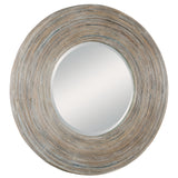 Uttermost Vortex White Washed Round Mirror 08173 MANGO WOOD, PLYWOOD, RATTAN KUBU