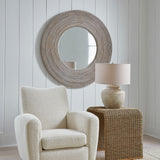 Uttermost Vortex White Washed Round Mirror 08173 MANGO WOOD, PLYWOOD, RATTAN KUBU