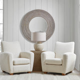 Uttermost Vortex White Washed Round Mirror 08173 MANGO WOOD, PLYWOOD, RATTAN KUBU