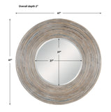 Uttermost Vortex White Washed Round Mirror 08173 MANGO WOOD, PLYWOOD, RATTAN KUBU