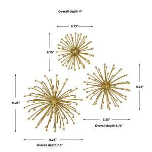 Uttermost Aga Gold Metal Wall Decor, S/3 04337 METAL