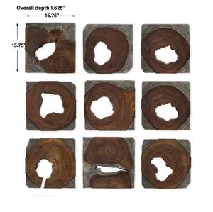 Uttermost Jungle Wood Paneled Wall Art, Set/9 04349 SUAR WOOD