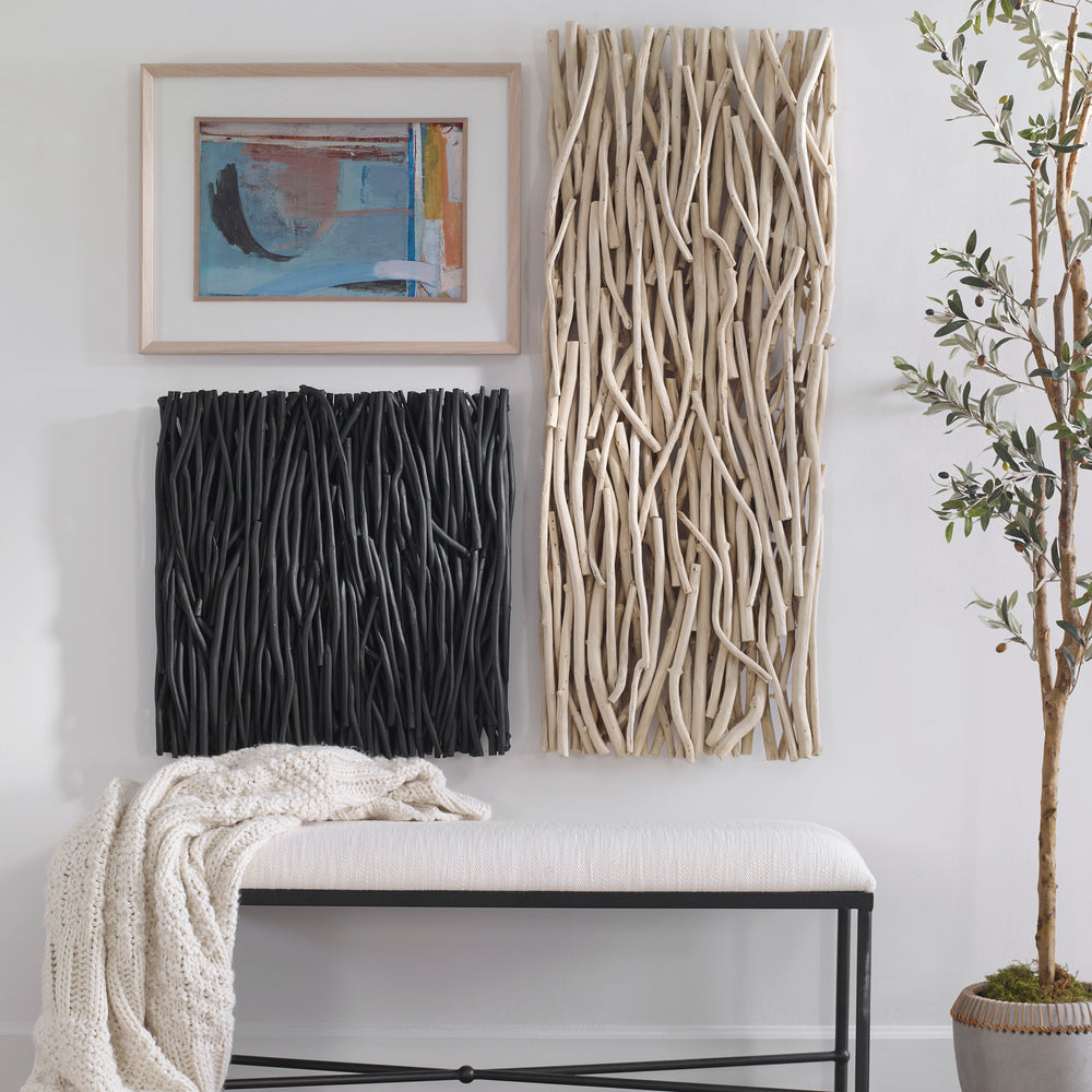Uttermost Gathered Teak Square Black Wood Wall Decor 04353 TEAK BRANCH