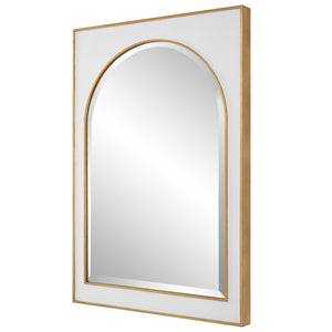 Uttermost Crisanta Gloss White Arch Mirror 09916 MIRROR,IRON,MDF