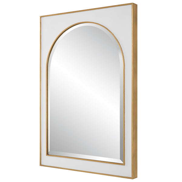 Uttermost Crisanta Gloss White Arch Mirror 09916 MIRROR,IRON,MDF