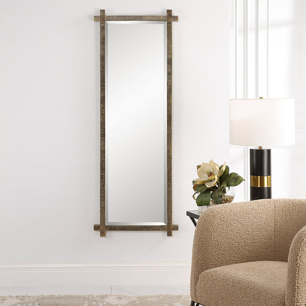 Uttermost Abanu Ribbed Gold Dressing Mirror 09917 RESIN,MDF,IRON,MIRROR