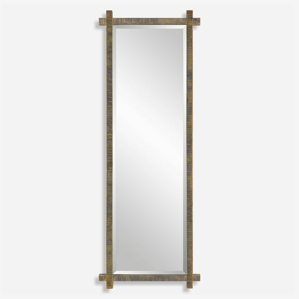 Uttermost Abanu Ribbed Gold Dressing Mirror 09917 RESIN,MDF,IRON,MIRROR