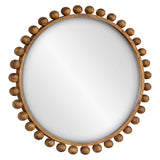 Uttermost Cyra Wood Beaded Round Mirror 08176 Mahogany Wood,Carb Mdf P2,Glass,Mtl