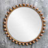 Uttermost Cyra Wood Beaded Round Mirror 08176 Mahogany Wood,Carb Mdf P2,Glass,Mtl