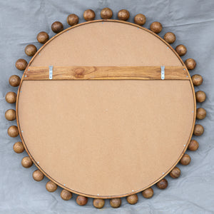 Uttermost Cyra Wood Beaded Round Mirror 08176 Mahogany Wood,Carb Mdf P2,Glass,Mtl