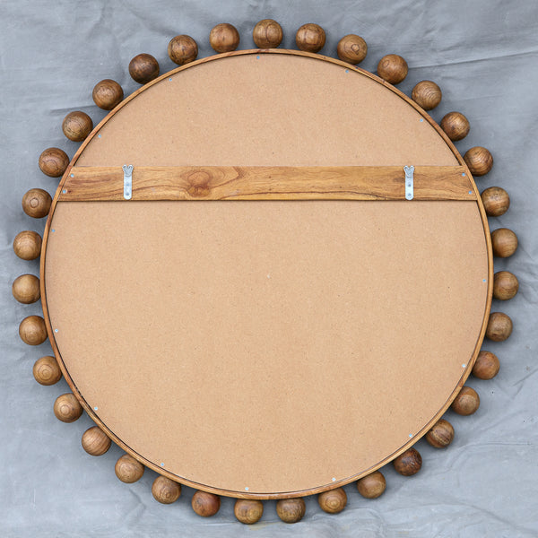 Uttermost Cyra Wood Beaded Round Mirror 08176 Mahogany Wood,Carb Mdf P2,Glass,Mtl