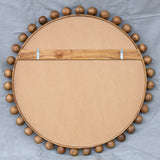 Uttermost Cyra Wood Beaded Round Mirror 08176 Mahogany Wood,Carb Mdf P2,Glass,Mtl