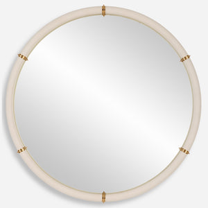 Uttermost Cyprus White Round Mirror 09950 STEEL,MIRROR, MDF,PU,ALUMINUM