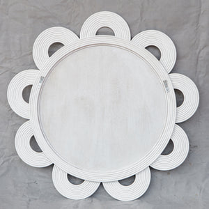 Uttermost Clematis White Rattan Round Mirror 08177 MANGO WOOD, PLYWOOD, RATTAN CORE