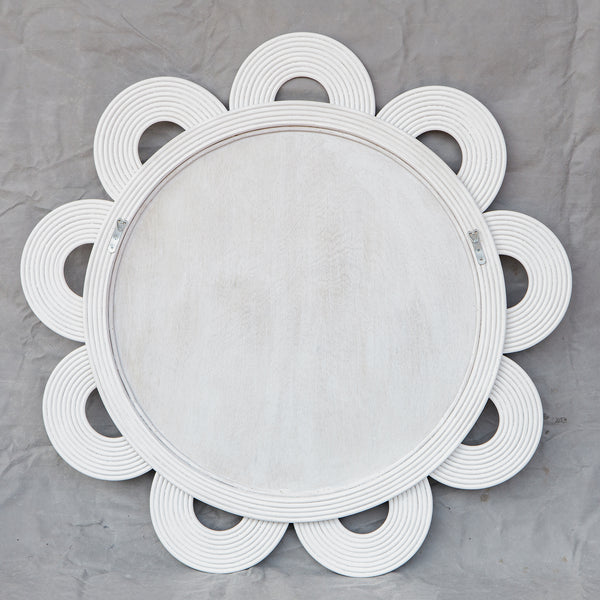 Uttermost Clematis White Rattan Round Mirror 08177 MANGO WOOD, PLYWOOD, RATTAN CORE