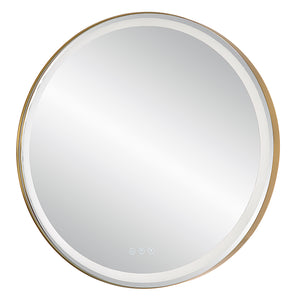 Uttermost Crofton Lighted Brass Round Mirror 09947 STAINLESS STEEL, METAL, MIRROR