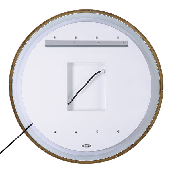 Uttermost Crofton Lighted Brass Round Mirror 09947 STAINLESS STEEL, METAL, MIRROR