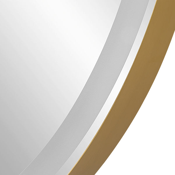 Uttermost Crofton Lighted Brass Round Mirror 09947 STAINLESS STEEL, METAL, MIRROR