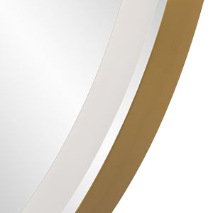 Uttermost Crofton Lighted Brass Round Mirror 09947 STAINLESS STEEL, METAL, MIRROR