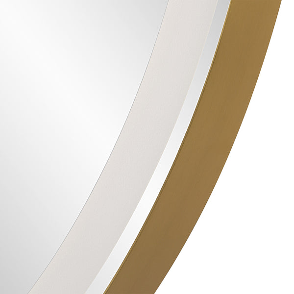 Uttermost Crofton Lighted Brass Round Mirror 09947 STAINLESS STEEL, METAL, MIRROR