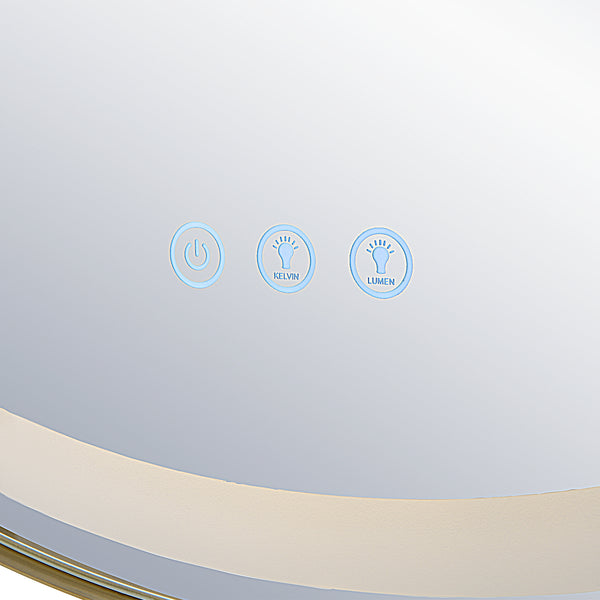 Uttermost Crofton Lighted Brass Round Mirror 09947 STAINLESS STEEL, METAL, MIRROR