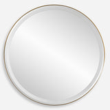 Crofton Lighted Brass Round Mirror