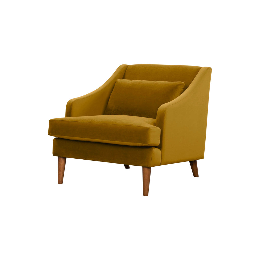 Lh Imports Missy Club Chair - Luxurious Dijon Velvet With Scoop Arm, Plush Cushioning & Elegant Pecan Legs Yellow,Brown Fabric, 85% Cotton,15% Polyester,Foam,Feather,Polyester Fibre,Dacron,Rubberwood Mis-01-dv