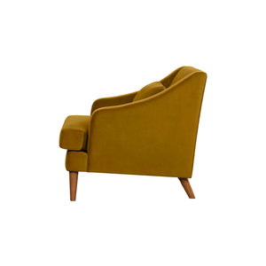 Lh Imports Missy Club Chair - Luxurious Dijon Velvet With Scoop Arm, Plush Cushioning & Elegant Pecan Legs Yellow,Brown Fabric, 85% Cotton,15% Polyester,Foam,Feather,Polyester Fibre,Dacron,Rubberwood Mis-01-dv