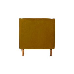 Lh Imports Missy Club Chair - Luxurious Dijon Velvet With Scoop Arm, Plush Cushioning & Elegant Pecan Legs Yellow,Brown Fabric, 85% Cotton,15% Polyester,Foam,Feather,Polyester Fibre,Dacron,Rubberwood Mis-01-dv