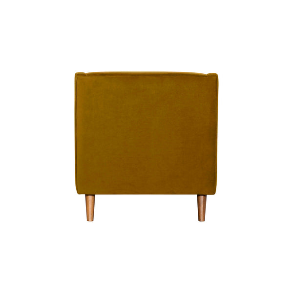 Lh Imports Missy Club Chair - Luxurious Dijon Velvet With Scoop Arm, Plush Cushioning & Elegant Pecan Legs Yellow,Brown Fabric, 85% Cotton,15% Polyester,Foam,Feather,Polyester Fibre,Dacron,Rubberwood Mis-01-dv