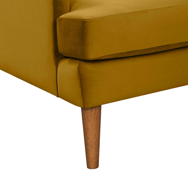 Lh Imports Missy Club Chair - Luxurious Dijon Velvet With Scoop Arm, Plush Cushioning & Elegant Pecan Legs Yellow,Brown Fabric, 85% Cotton,15% Polyester,Foam,Feather,Polyester Fibre,Dacron,Rubberwood Mis-01-dv