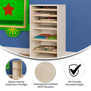 English Elm Bright Natural Birch Plywood Puzzle Holder for Kids – Durable, Classroom-Ready, 8 Compartments, Easy Clean! MK-10841-GG