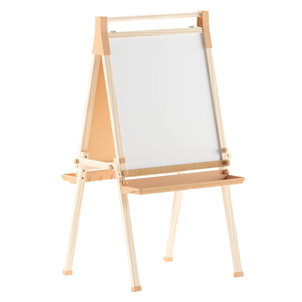 English Elm Bright Beginnings Freestanding Art Easel with Chalkboard, Dry-Erase Board & Paper Roller for Classrooms MK-ART-9000-GG