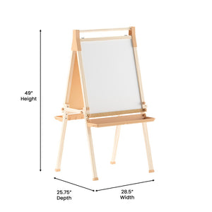 English Elm Bright Beginnings Freestanding Art Easel with Chalkboard, Dry-Erase Board & Paper Roller for Classrooms MK-ART-9000-GG