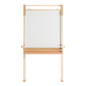 English Elm Bright Beginnings Freestanding Art Easel with Chalkboard, Dry-Erase Board & Paper Roller for Classrooms MK-ART-9000-GG