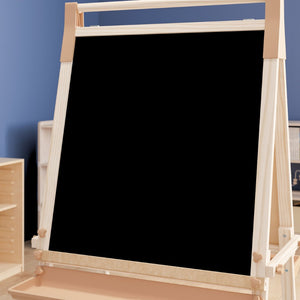 English Elm Bright Beginnings Freestanding Art Easel with Chalkboard, Dry-Erase Board & Paper Roller for Classrooms MK-ART-9000-GG
