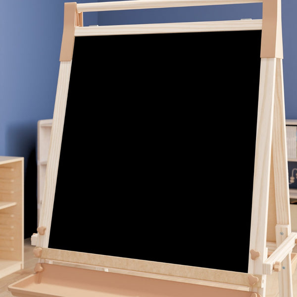 English Elm Bright Beginnings Freestanding Art Easel with Chalkboard, Dry-Erase Board & Paper Roller for Classrooms MK-ART-9000-GG