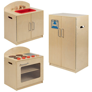 English Elm Hercules Children's Wooden Kitchen Set - Safe Play Stove, Sink & Refrigerator for Endless Fun! MK-DP00KTCHN-GG