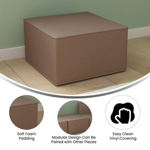 English Elm Bright Beginnings 1-Seater Modular Soft Seating Chair/Ottoman for Classrooms - Durable, Easy-Clean MK-KE15679-GG