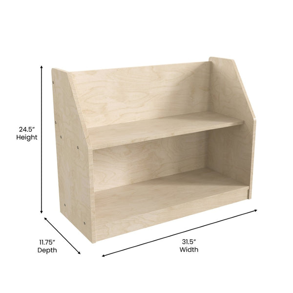 English Elm Bright Beginnings 2-Shelf Wooden Classroom Display Shelf - Sturdy, Safe, and Stylish Storage Solution MK-KE19226-GG