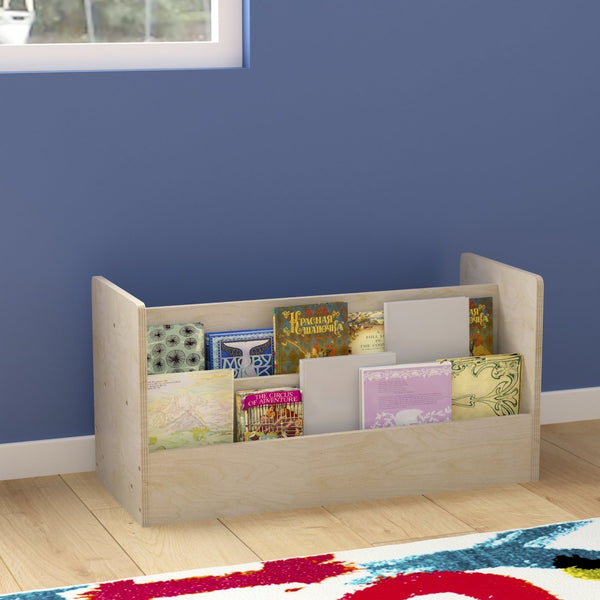 English Elm Bright Beginnings Double-Sided 2-Tier Classroom Book Display Shelf | Kid-Safe, Durable, Modular Design MK-KE20772-GG