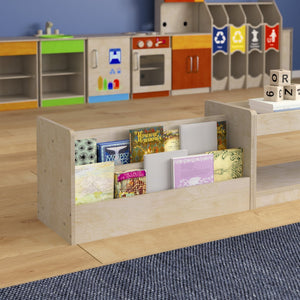 English Elm Bright Beginnings Double-Sided 2-Tier Classroom Book Display Shelf | Kid-Safe, Durable, Modular Design MK-KE20772-GG