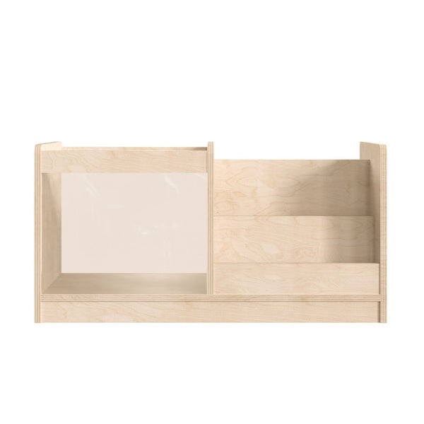 English Elm Bright Beginnings Double-Sided Modular 2-Tier Classroom Book Display Shelf with Clear Storage Bin MK-KE20789-GG