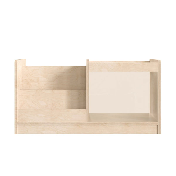 English Elm Bright Beginnings Double-Sided Modular 2-Tier Classroom Book Display Shelf with Clear Storage Bin MK-KE20789-GG