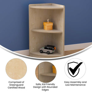 English Elm Bright Children's 2-Tier Wooden Classroom Corner Storage Unit - Durable, Safe, and Stylish Design! MK-KE24022-GG