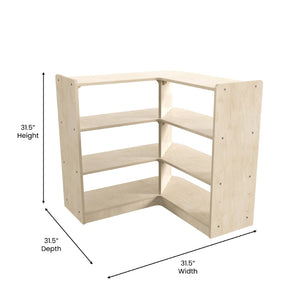 English Elm Bright Beginnings 3-Tier Wooden Corner Storage Unit for Classrooms – Safe, Durable, Kid-Friendly Design MK-KE24053-GG