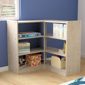 English Elm Bright Beginnings 3-Tier Wooden Corner Storage Unit for Classrooms – Safe, Durable, Kid-Friendly Design MK-KE24053-GG