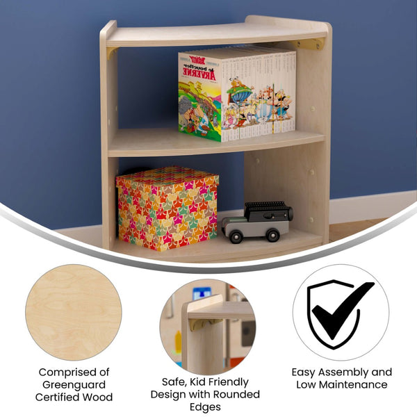 English Elm Bright Beginnings Commercial-Grade Bow Front 2-Tier Corner Storage Unit for Kids' Classroom Needs MK-KE24060-GG