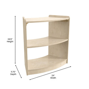 English Elm Bright Beginnings Commercial-Grade Bow Front 2-Tier Corner Storage Unit for Kids' Classroom Needs MK-KE24060-GG